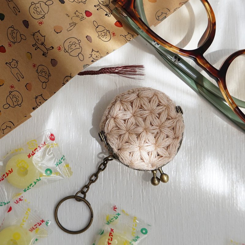 Ba-ba handmade Jasmine Stitch crochet coinpurse No.1608 - 散紙包 - 其他材質 咖啡色