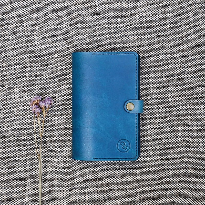 DUAL Vegetable Tanned Handmade Longevity Pocket-A6 Hand Dyed Blue (New Year Gift) (School Gift) - Notebooks & Journals - Genuine Leather Blue