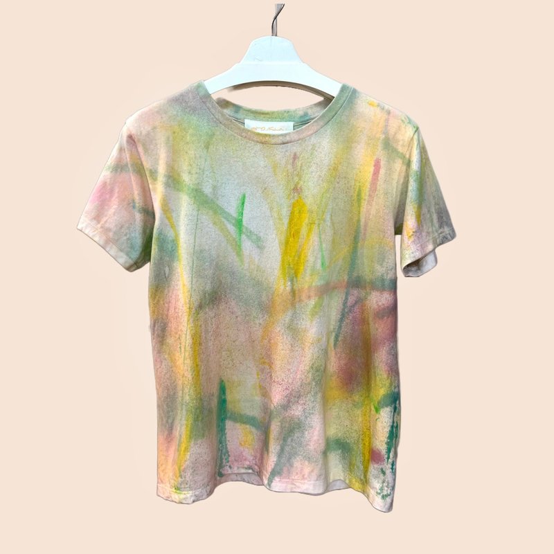 Women's hand-painted short-sleeved T-shirt - เสื้อผู้หญิง - ผ้าฝ้าย/ผ้าลินิน หลากหลายสี