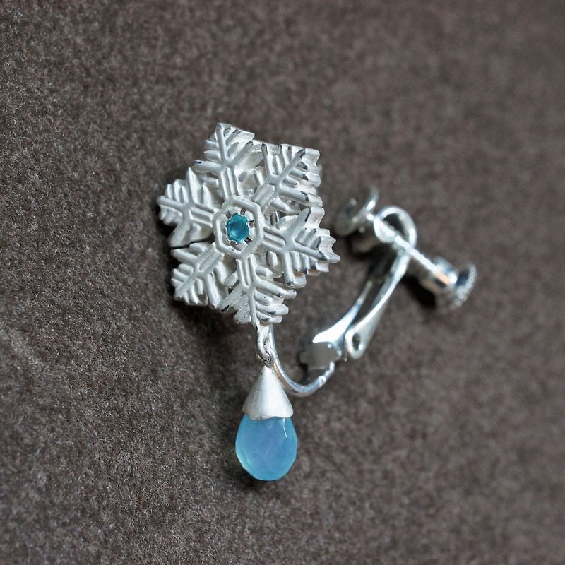[Hhleemay exclusively] ❄ winter limited ❄ snow crystal earrings (SBC) semi-order - Earrings & Clip-ons - Other Metals White