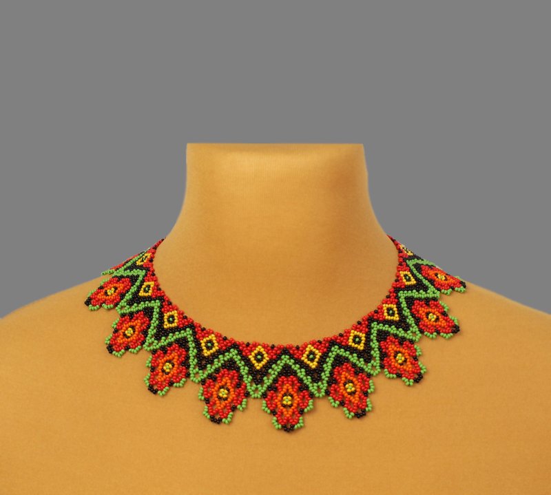 Red flower necklace for her - 項鍊 - 玻璃 紅色