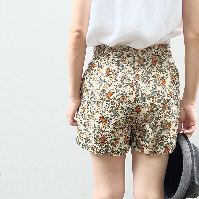 Flora cozy shorts - กางเกงขายาว - ผ้าฝ้าย/ผ้าลินิน สีแดง