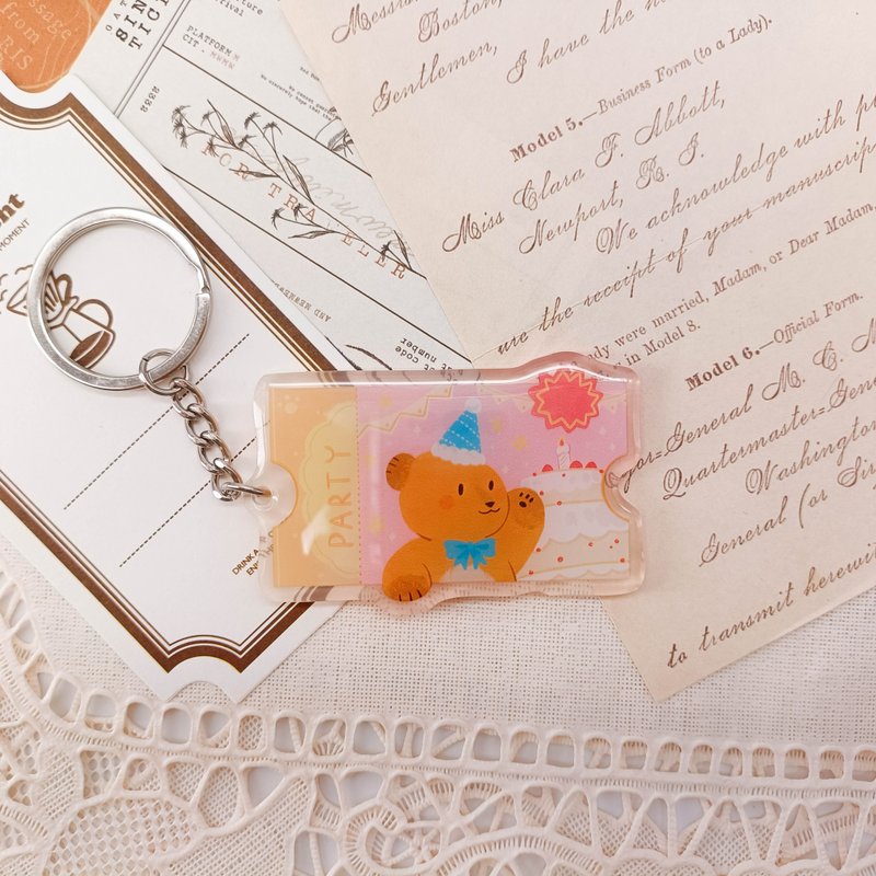 PP619_Ticket Bear E/crystal pendant - ที่ห้อยกุญแจ - พลาสติก หลากหลายสี