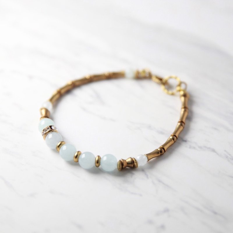 Atlantis Bracelet | Natural Aquamarine Bracelet - สร้อยข้อมือ - เครื่องเพชรพลอย สีน้ำเงิน