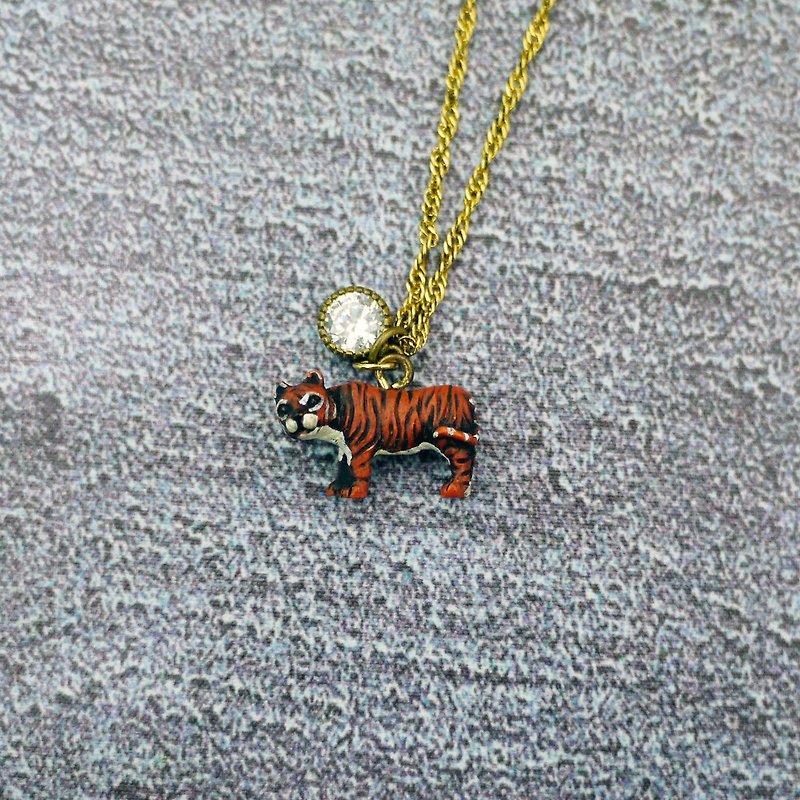 Happy Jungle Animal Party Necklace (Tiger) - สร้อยคอ - พลาสติก สีทอง