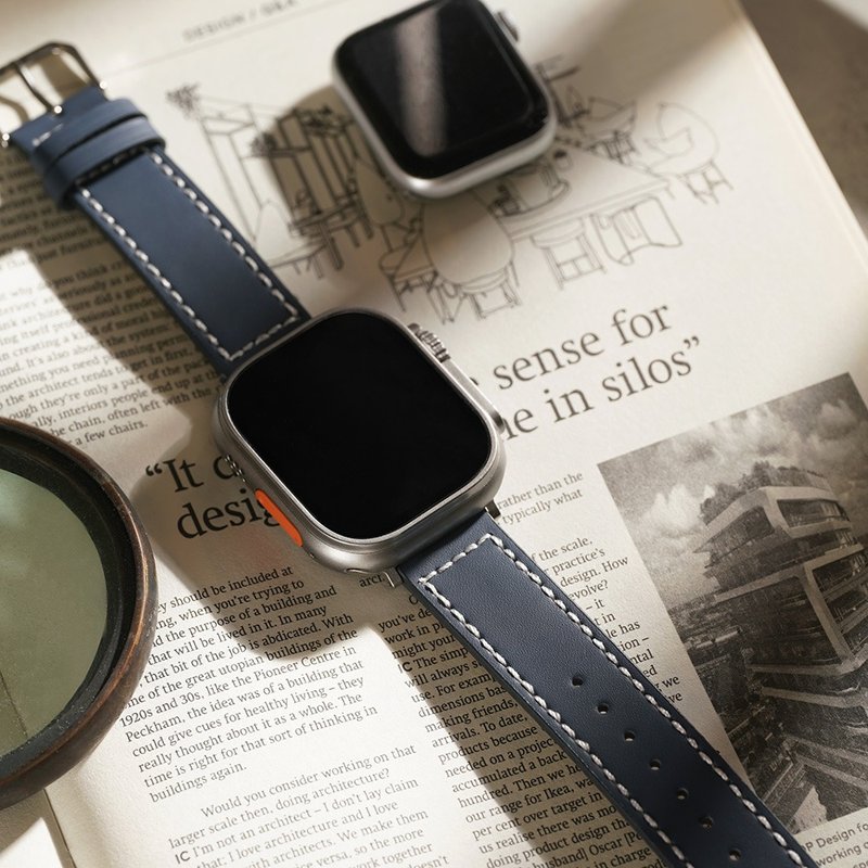 Apple watch - [Limited Dark Blue] Leather Apple Watch Strap - สายนาฬิกา - หนังแท้ สีน้ำเงิน