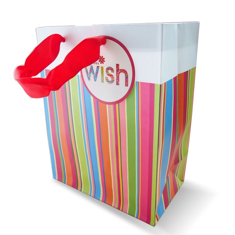 Colorful Striped Birthday Gift Bag [Hallmark-Texture Gift] - วัสดุห่อของขวัญ - กระดาษ หลากหลายสี