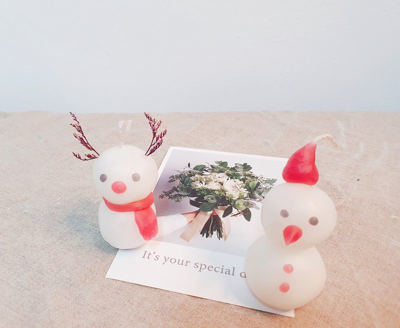 [Christmas Snowman] No heating required/kneading candle material package/candle clay/Christmas candle - เทียนหอม/น้ำหอม/สบู่แฮนด์เมด - ขี้ผึ้ง สึชมพู