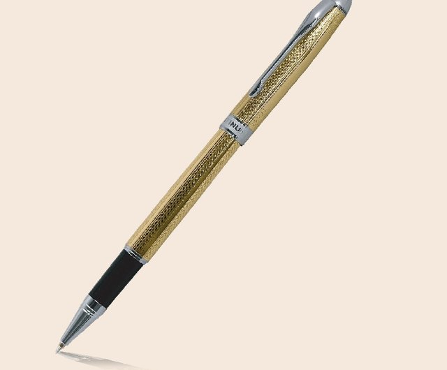 PLATINUM] Ballpoint pen Japanese-style carved gold-plated