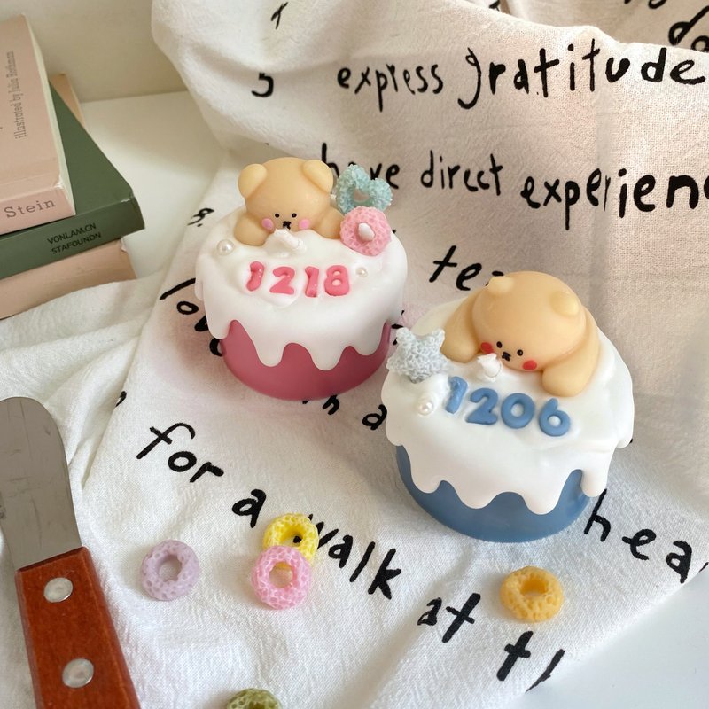 [Cake Series] 2-inch Mini Animal Cake Candle Birthday Gift Customization - เทียน/เชิงเทียน - ขี้ผึ้ง 