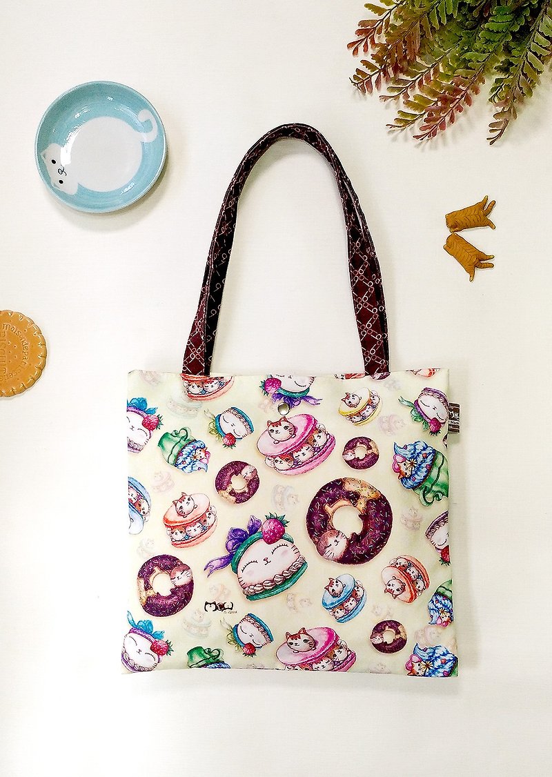 Good lightweight small bag / shopping bag / lunch bag - integrated dessert cat - Messenger Bags & Sling Bags - Cotton & Hemp Yellow