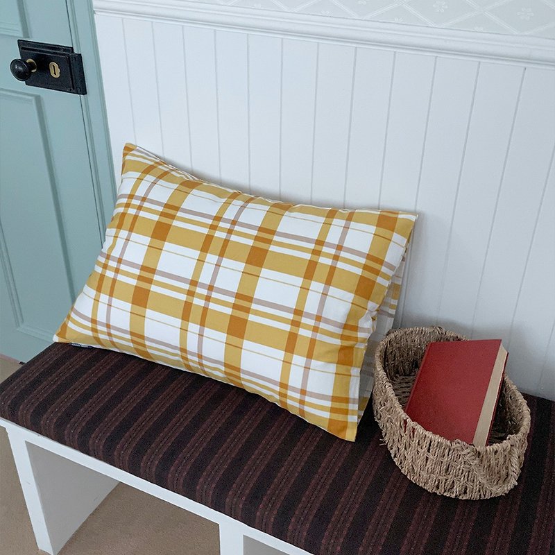 Yellow check pillowcase (2colors) - Pillows & Cushions - Cotton & Hemp Yellow