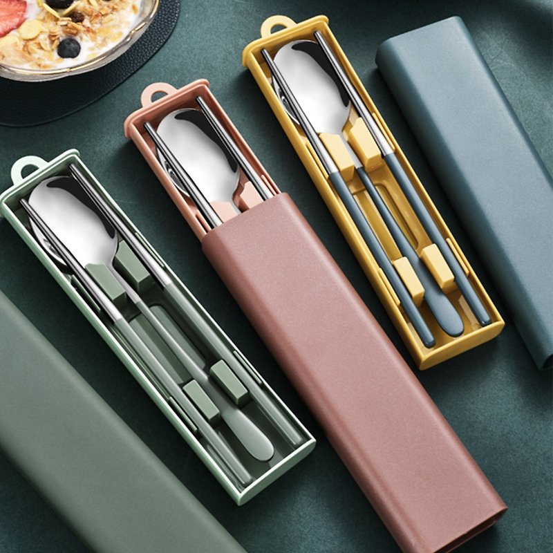 Nordic portable tableware set cutlery set made of SUS304 stainless steel - Cutlery & Flatware - Stainless Steel Pink