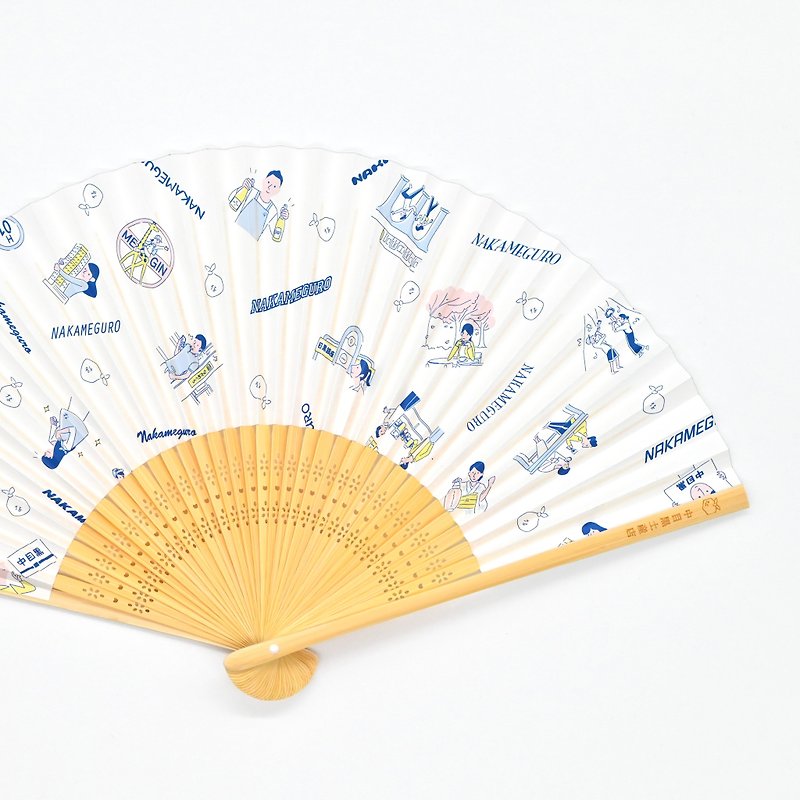 Folding fan / Nakameguro illustration - อื่นๆ - ไม้ ขาว