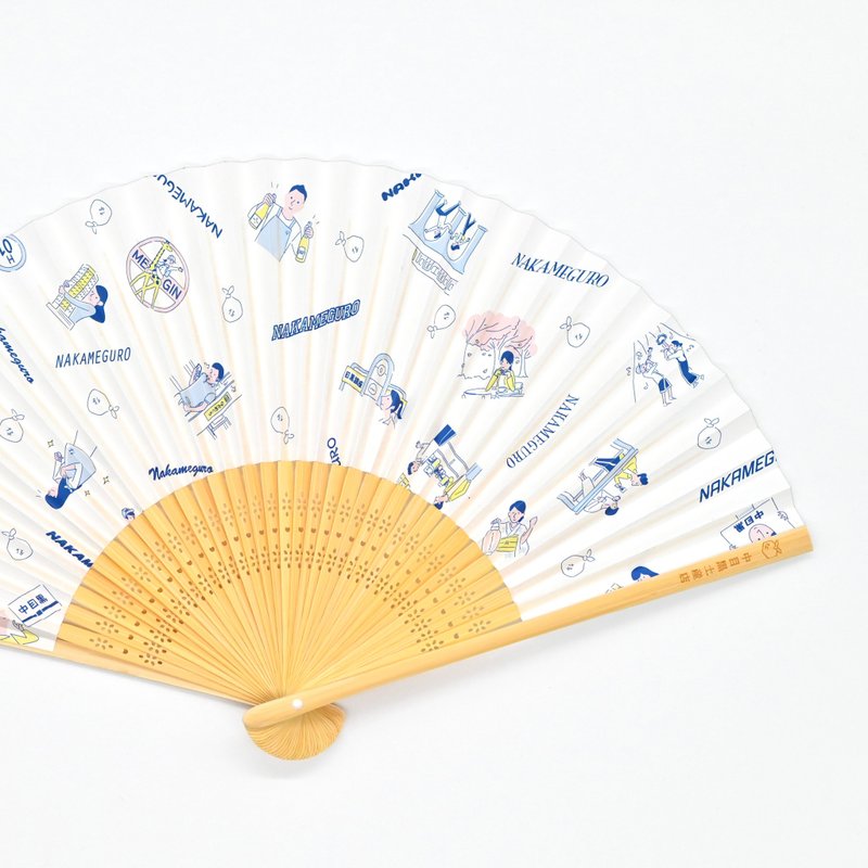 Folding fan / Nakameguro illustration - อื่นๆ - ไม้ ขาว