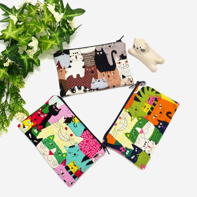 Cats Zipper Key Chain Wallet • Coin Wallet • ID Wallet • Key Ring • Card Holder - Keychains - Cotton & Hemp Multicolor