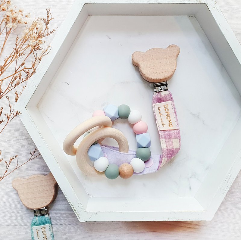 Bear Beech Log Pacifier Chain Teeth Fixer (6 Colors) - Baby Bottles & Pacifiers - Cotton & Hemp Red