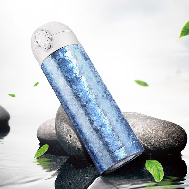 Ti-living 純鈦抗菌真空保溫-隨手杯-450ml-冰川藍 - 保溫瓶/保溫杯 - 其他金屬 藍色