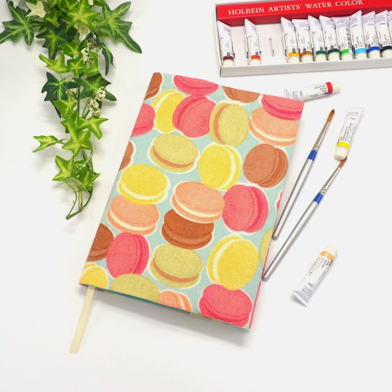 Macaron book cover with bookmark handmade - Book Covers - Cotton & Hemp Multicolor