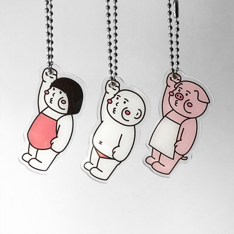 生意気な生意気な厚い顔厚い顔女性の厚い顔豚急いで！アクリルキーホルダーキーホルダー - キーホルダー・キーケース - アクリル ホワイト