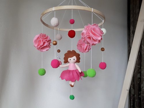 Felt Dreams Designs Baby mobile nursery decor, crib mobile with Fairy, baby shower gift