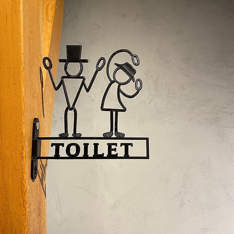 toilet sign - ม่านและป้ายประตู - พลาสติก สีดำ