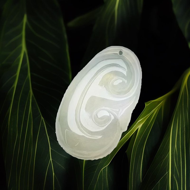 【May everything go well】Ice-type floating green jadeite Ruyi | Natural Burmese jade A grade | Gift - พวงกุญแจ - หยก สีเขียว