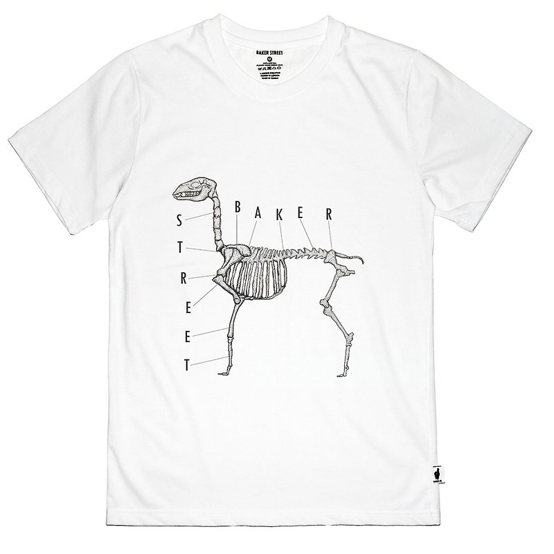 British Fashion Brand -Baker Street- Alpaca Bone Printed T-shirt - Men's T-Shirts & Tops - Cotton & Hemp White