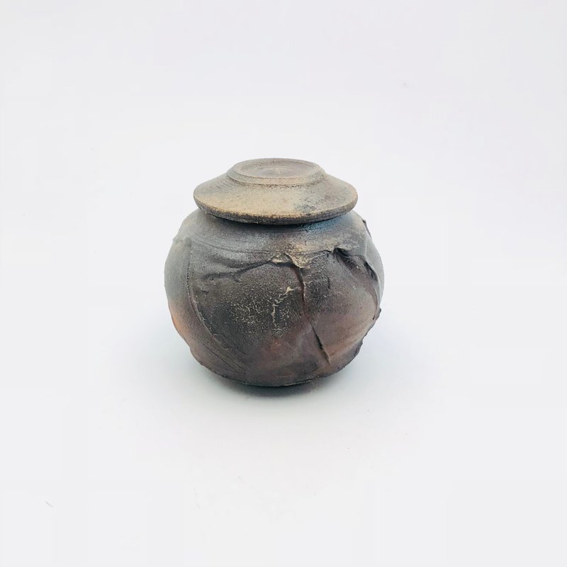手作柴燒茶倉/茶葉罐 - 茶具/茶杯 - 陶 咖啡色