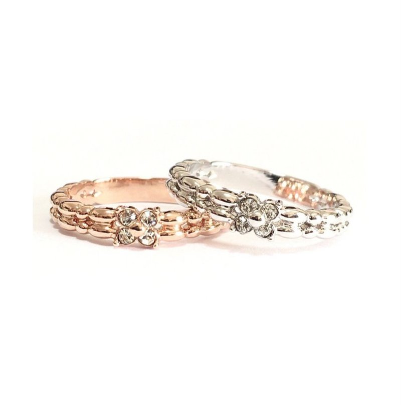 Flower Knit Ring (ピンキーリング可) - 戒指 - 其他金屬 金色