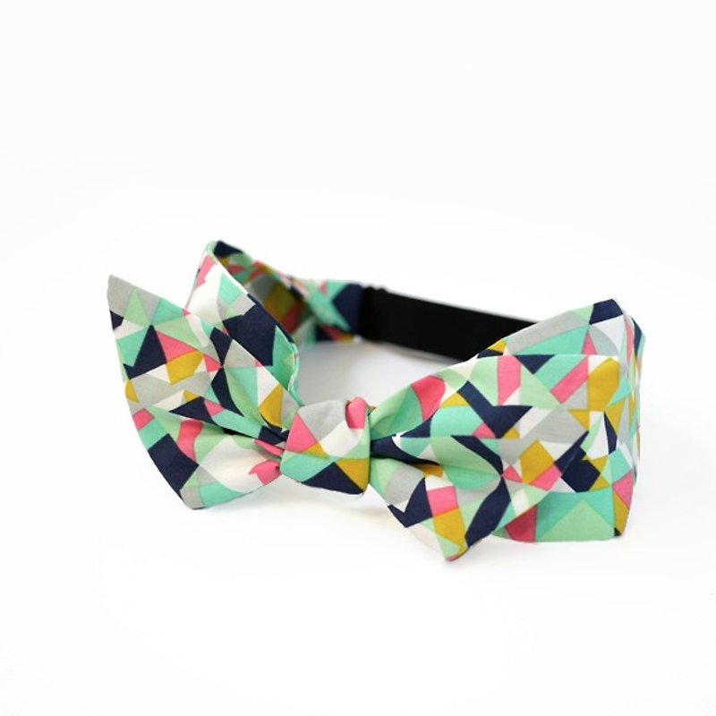 Retro colorful triangular geometric knotting elastic band - เครื่องประดับผม - ผ้าฝ้าย/ผ้าลินิน หลากหลายสี