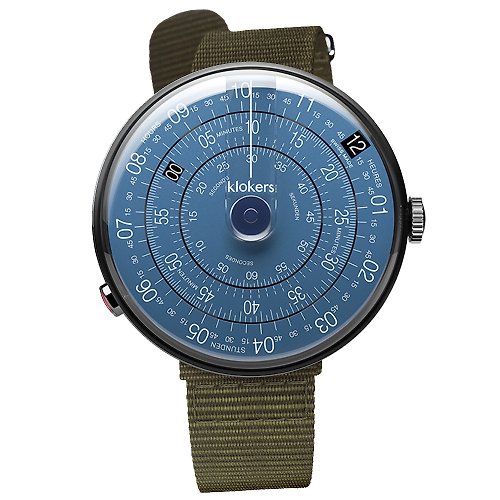 klokers 庫克錶 KLOK-01-D7-B 午夜藍錶頭-黑殼 + 單圈尼龍錶帶 加碼贈送原廠手環