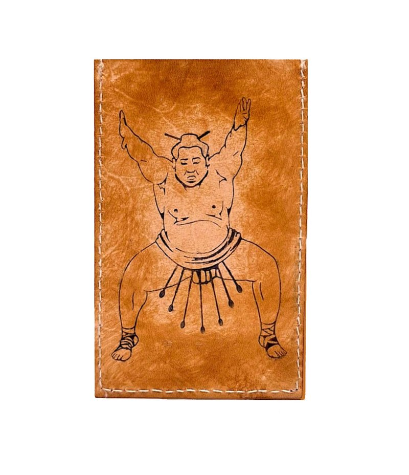 Chaoyu pouch Japanese sumo wrestler - กระเป๋าสตางค์ - หนังแท้ สีส้ม