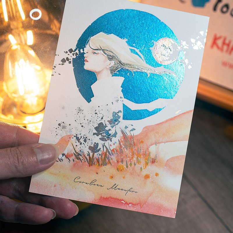 金箔押しポストカード。月と火。 - はがき・メッセージカード - 紙 