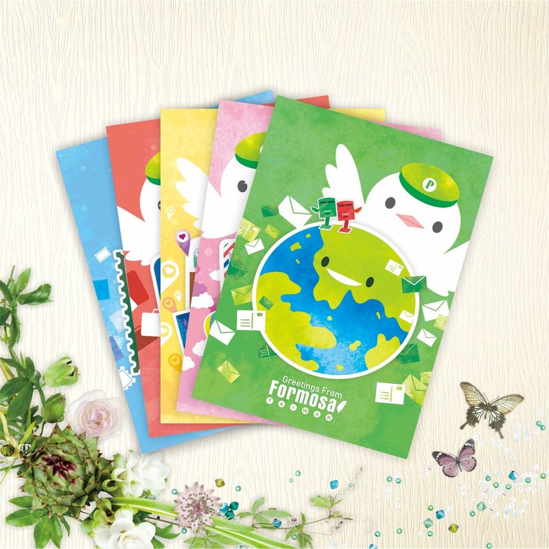 [Taiwan Design] Postcards - Pigeon Post Fun A - 1 each of 5 types - การ์ด/โปสการ์ด - กระดาษ 