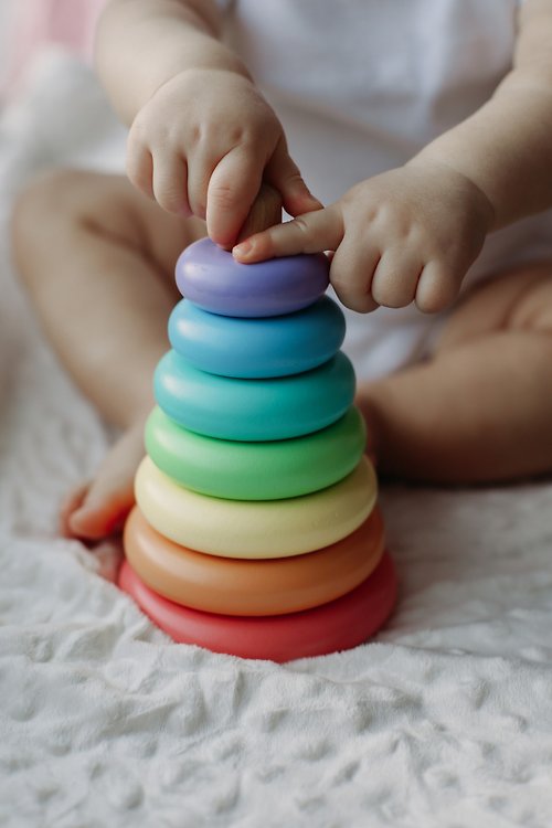 ODEAS 木製彩虹玩具 彩虹幼兒園裝飾 彩虹堆疊玩具 幼兒玩具