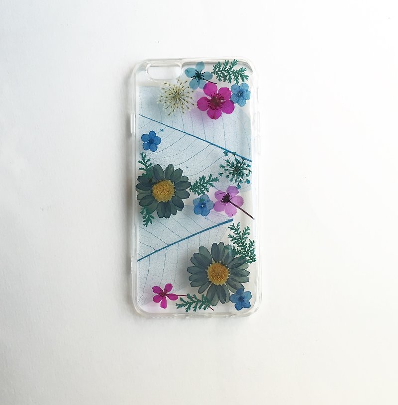 純粹藍:: 海軍藍 寶藍 壓花手機套 pressed flower phonecase - 手機殼/手機套 - 植物．花 藍色