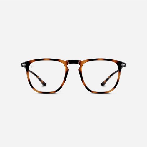 NOOZ OPTICS 法國眼鏡旗艦店 法國 Nooz 抗藍光造型平光眼鏡鏡腳便攜款(透明鏡片)矩形-玳瑁色