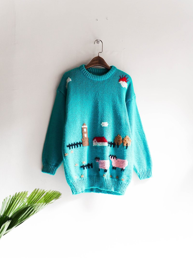 River Hill - Miyagi childlike pleasure travel turquoise vintage antique woolly coat sweater vintage oversize - Women's Tops - Wool Multicolor