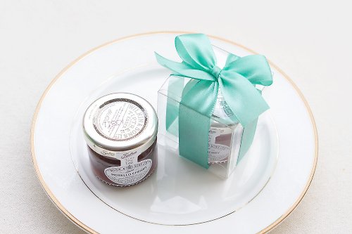 幸福朵朵 婚禮小物 花束禮物 甜蜜蜜 透明盒裝 英國Tiptree果醬小禮盒 (Tiffany緞帶)