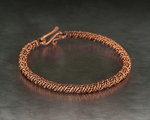 Wire Wrap Art Narrow wire wrapped copper bracelet / Hand crafted bracelet for him or her