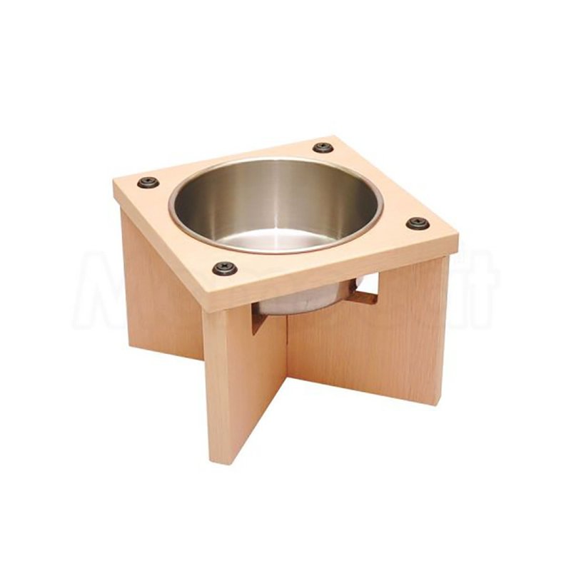 【MOMOCAT】X型狗餐桌 單口高15cm 附2號白鐵碗 - 三款木色 - 寵物碗/碗架/自動餵食器 - 木頭 