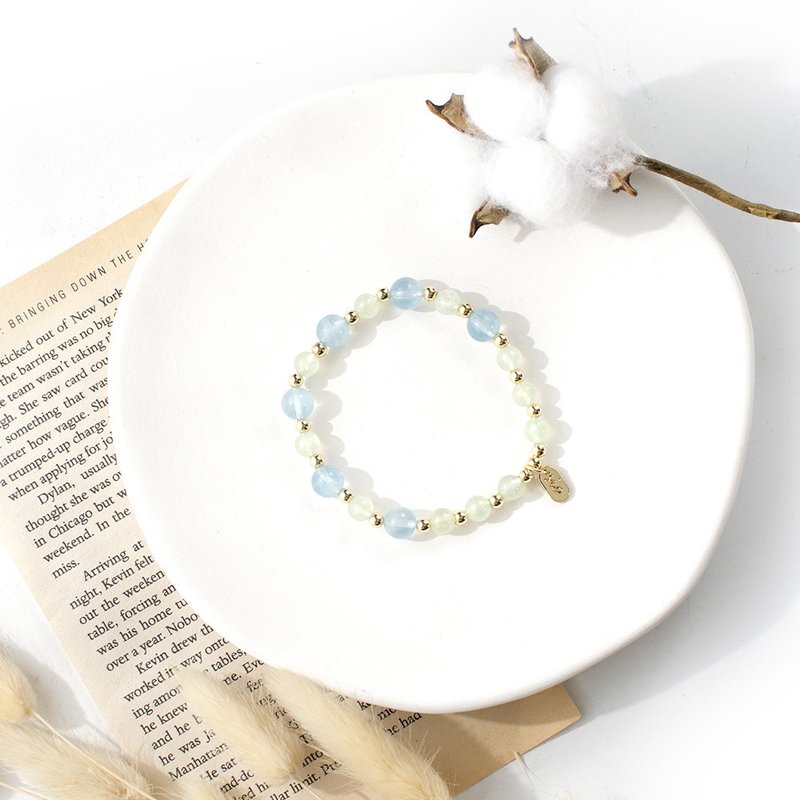 [Rain and Dew Morning-Pendant Style] Aquamarine| Stone - Bracelets - Crystal Multicolor