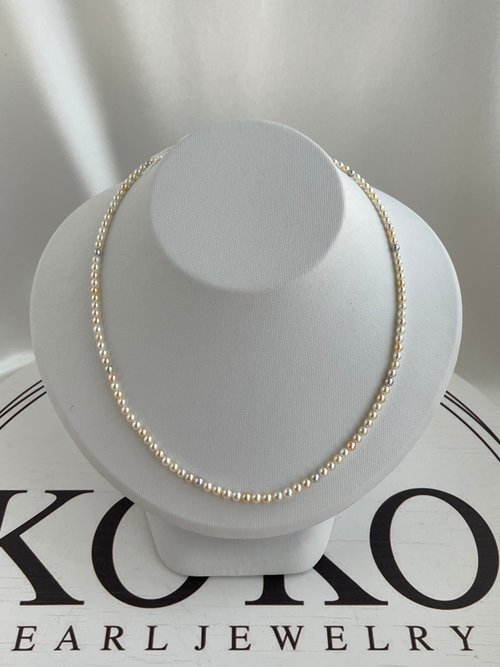 KOKO PEARL JEWELRY 天然無調色糖果混彩3-4mm海水akoya珍珠項鍊 京都直郵