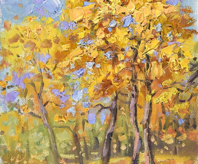 秋の絵画 カエデの木 風景 公園 印象派 アート 自然 アートワーク