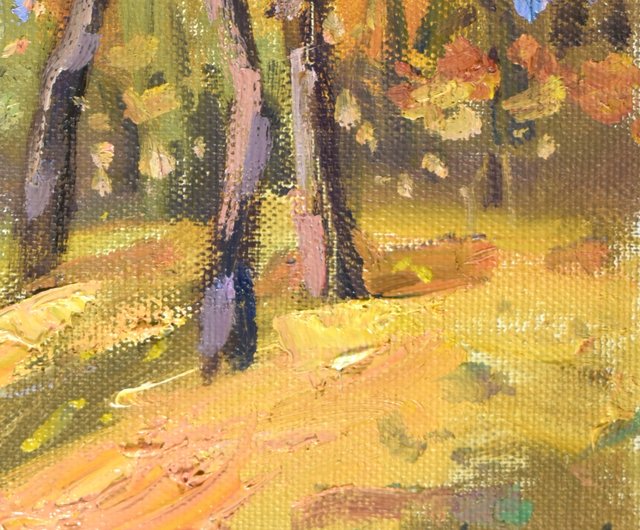 秋の絵画 カエデの木 風景 公園 印象派 アート 自然 アートワーク