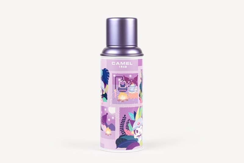 Camel x KUROMI 450ml vacuum glass thermos bottle Lavender Camp - Vacuum Flasks - Other Materials Multicolor