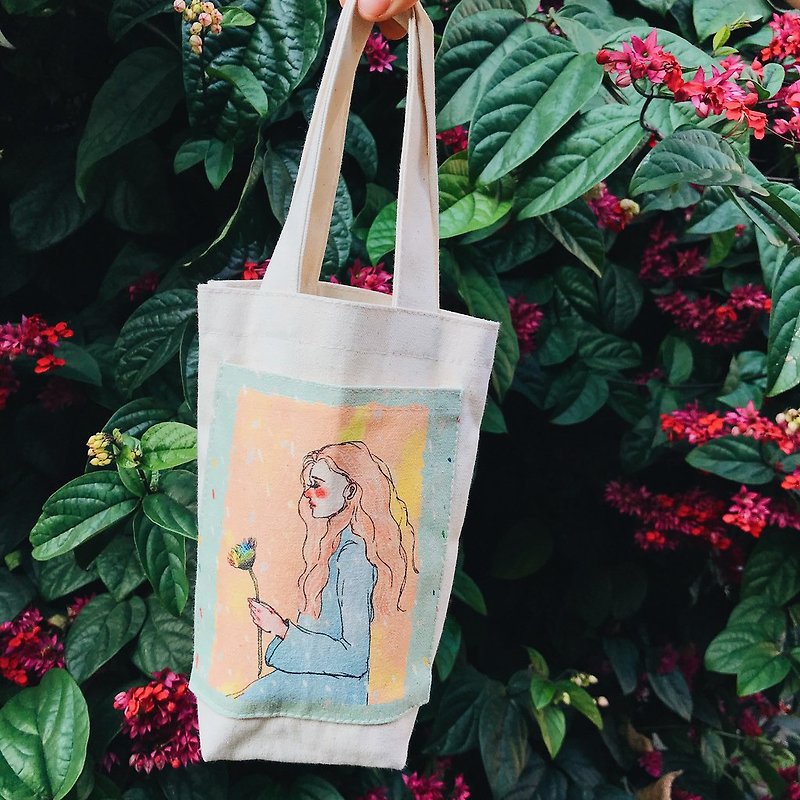 Blooming eco-friendly beverage bag - Handbags & Totes - Cotton & Hemp Multicolor