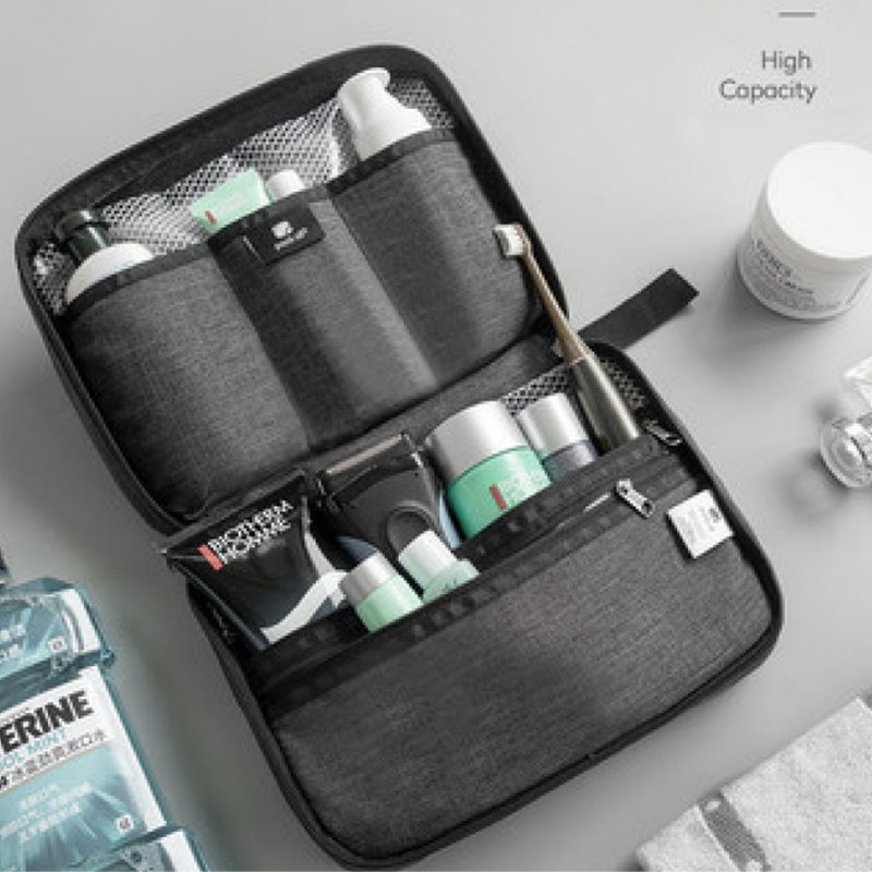 Original Portable Hanging Laundry Bag│Folding Hanging│Toiletry Wash│Organizer - Toiletry Bags & Pouches - Polyester Gray