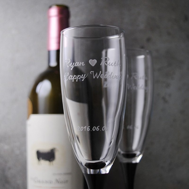 (Pair price) 170cc [Je t'aime French wedding champagne pair glasses] Black Swan champagne glasses Valentine's Day wedding gift - Bar Glasses & Drinkware - Glass Black
